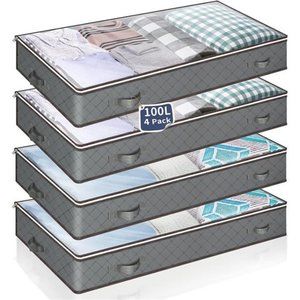 Under bed Storage Bags, 100L Underbed Storage Containers with Reinforced Handles